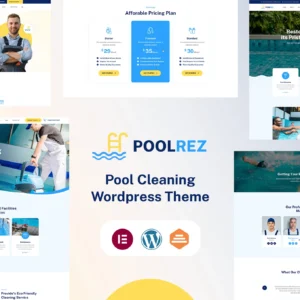 Poolrez - Kit de modelos Elementor para empresas de limpeza de piscinas