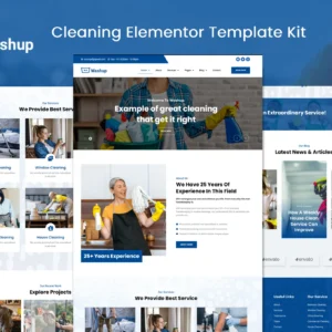 Washup - Kit de modelos Elementor para empresas de limpeza