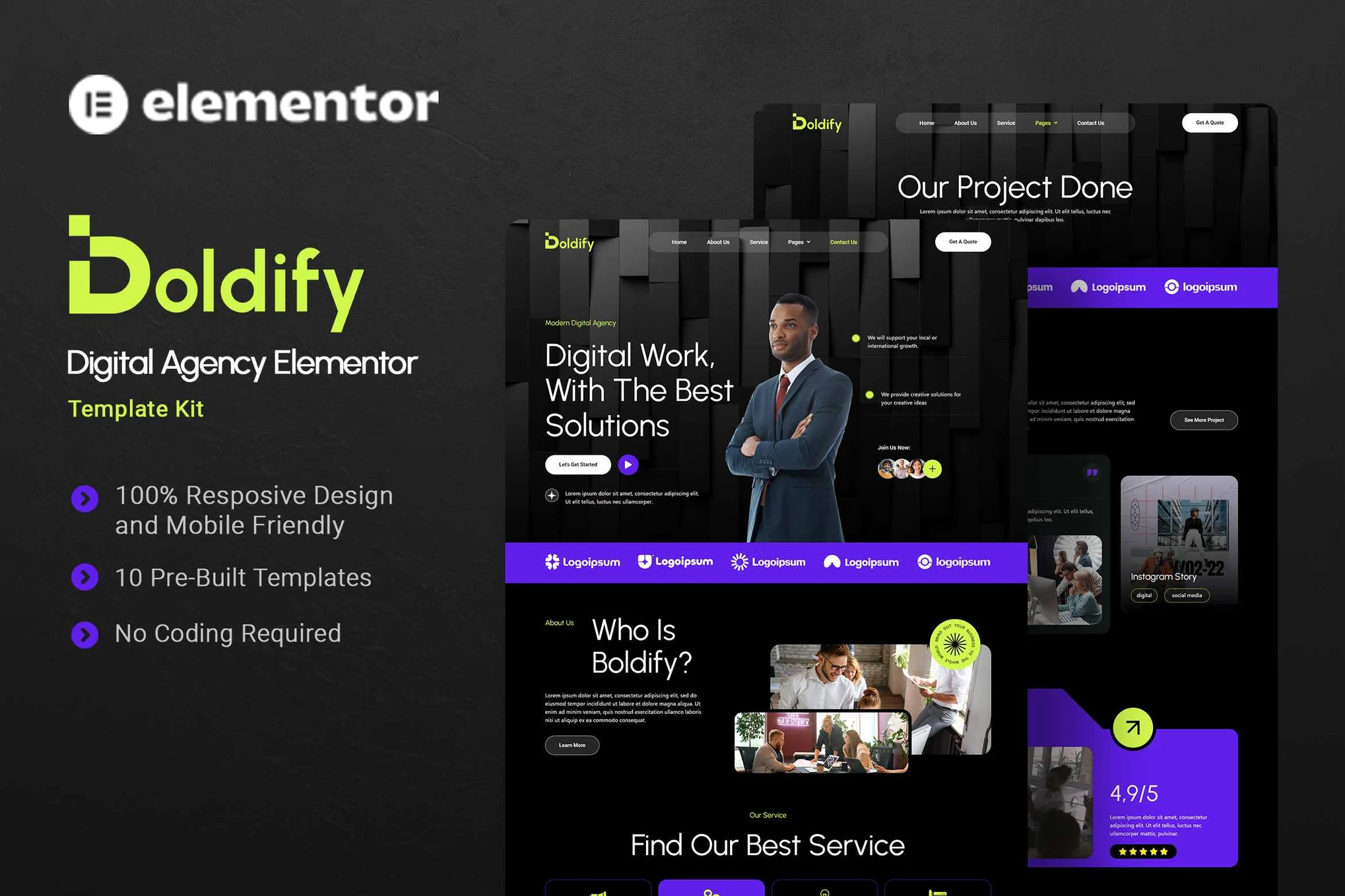 Boldify - Kit de Modelos Elementor para Agência Digital